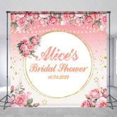 Aperturee - Pink Gold Floral Star Custom Bridal Shower Backdrop